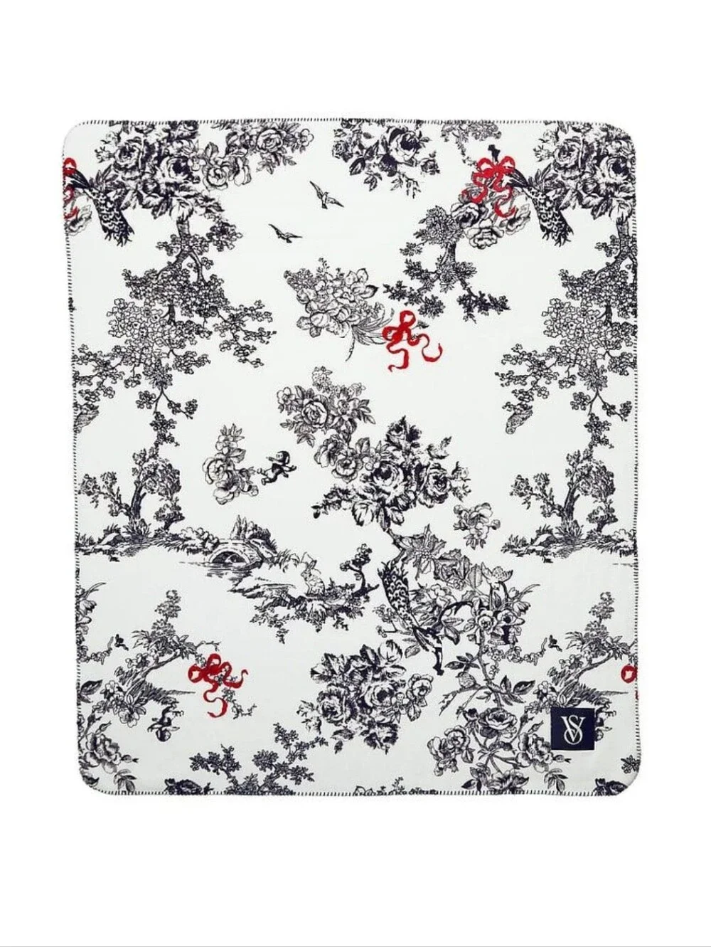 Victora's Secret Toile Floral Plush Throw Blanket